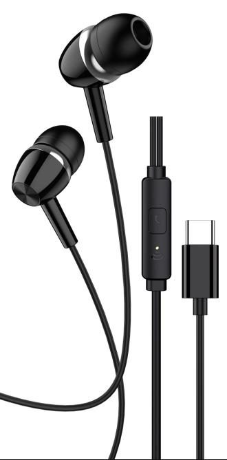 KAKUSIGA KSC-1318 Type-C universal digital earphones with mic(1.1m) (Separated Packaging) MOQ 1000PCS/Carton Per Color