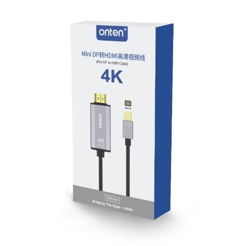 ONTEN OTN-5130B DP 4K60hz MiniDP (DisplayPort) Male (Input) to HDMI Male (Out) Cable