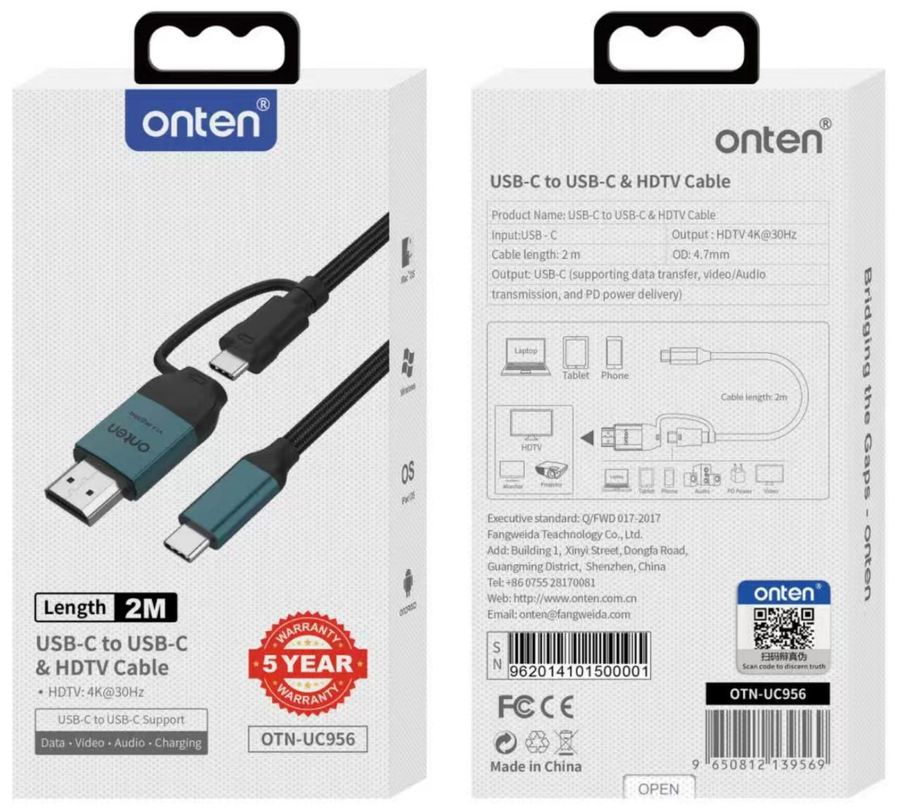 ONTEN OTN-UC956 USB-C to USB-C&HDMI Cable USB-C