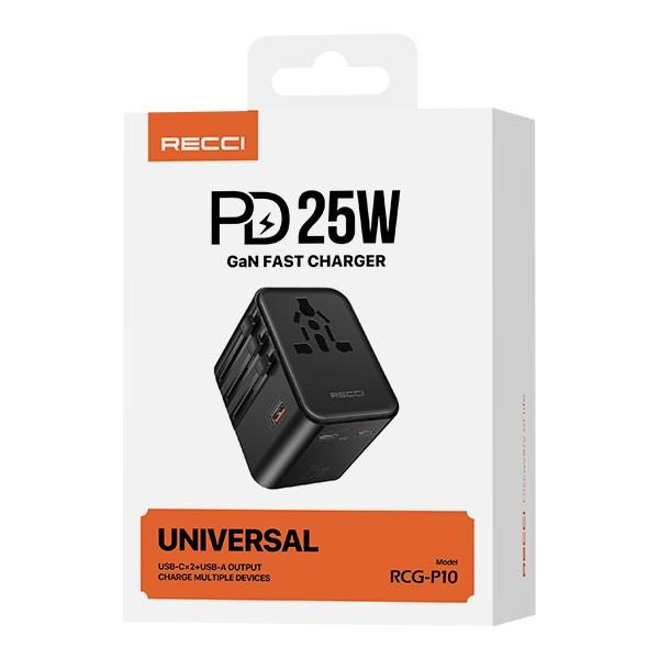 RECCI RCG-P10 Globalpass 25W Retractable cable Fast charger Multifunctional/ Universal Charger