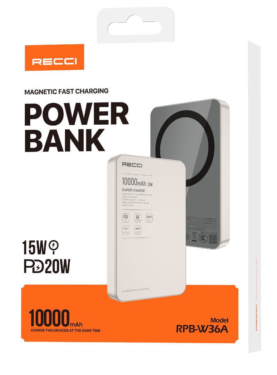 RECCI RPB-W36A Power BANK 15W Magnetic wireless charger
